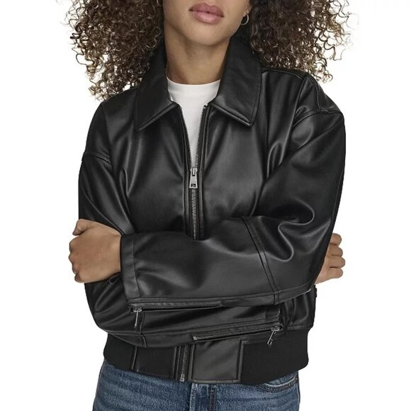 Levi's Jackets & Blazers - NWT Levi's Lightweight Faux Leather Bomber Jacket Zippers Black Size XL NEW